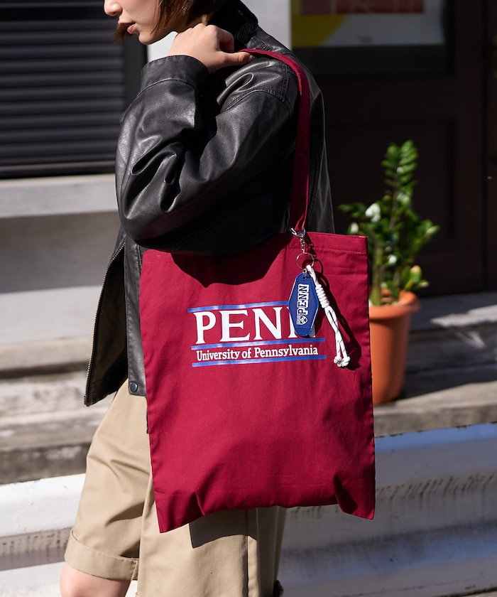 カレッジロゴ キーチャーム付きトートバッグ/A4サイズトートバッグ