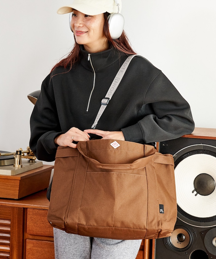 ＜ショルダーストラップ付＞別注 ミディアムポケッツ D 撥水 トートバッグ ジャガードストラップ