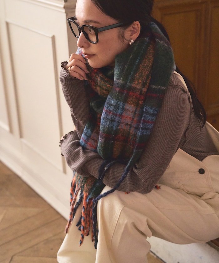 ブークレ チェック マフラー