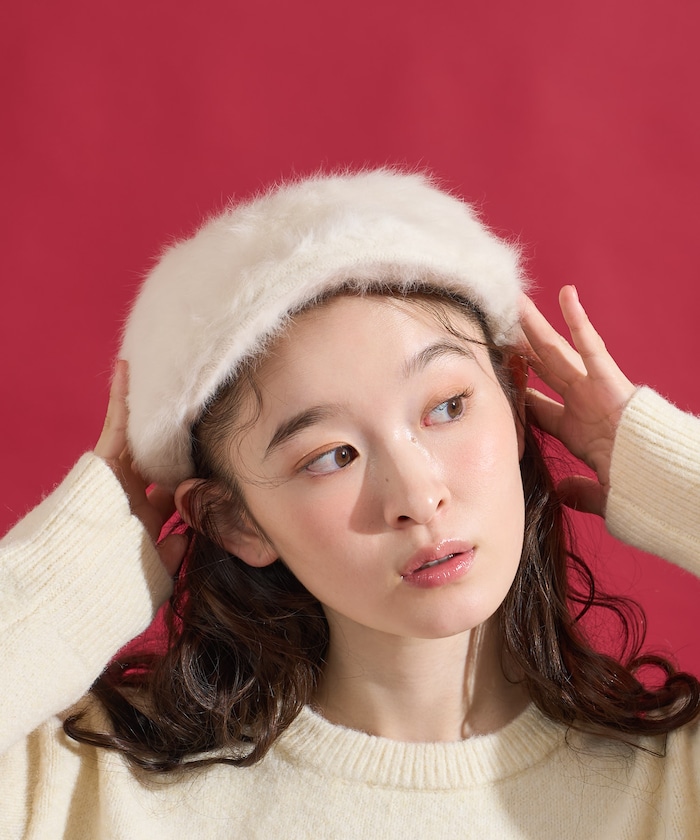 フェイクファー ハンチング帽