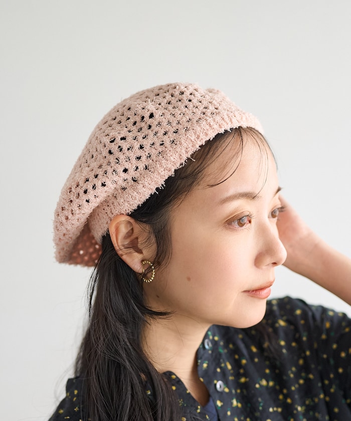 透かし編み ニット ベレー帽