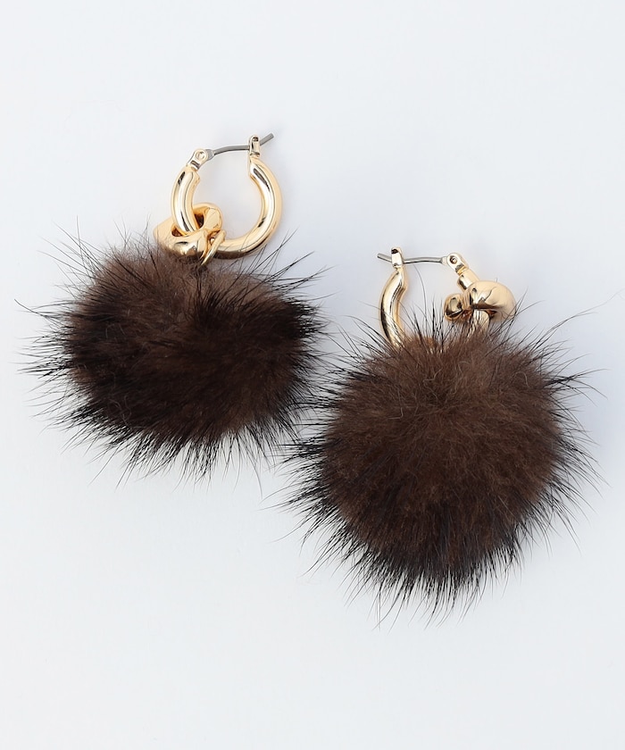 2WAY ファーピアス/フープピアス