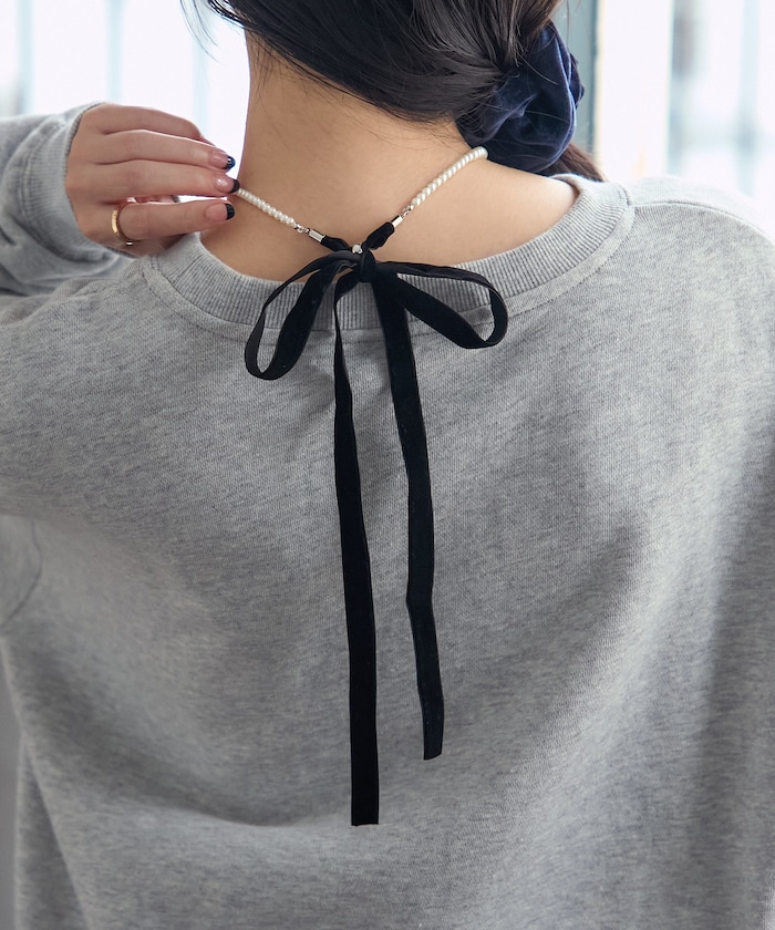 パール リボン ネックレス