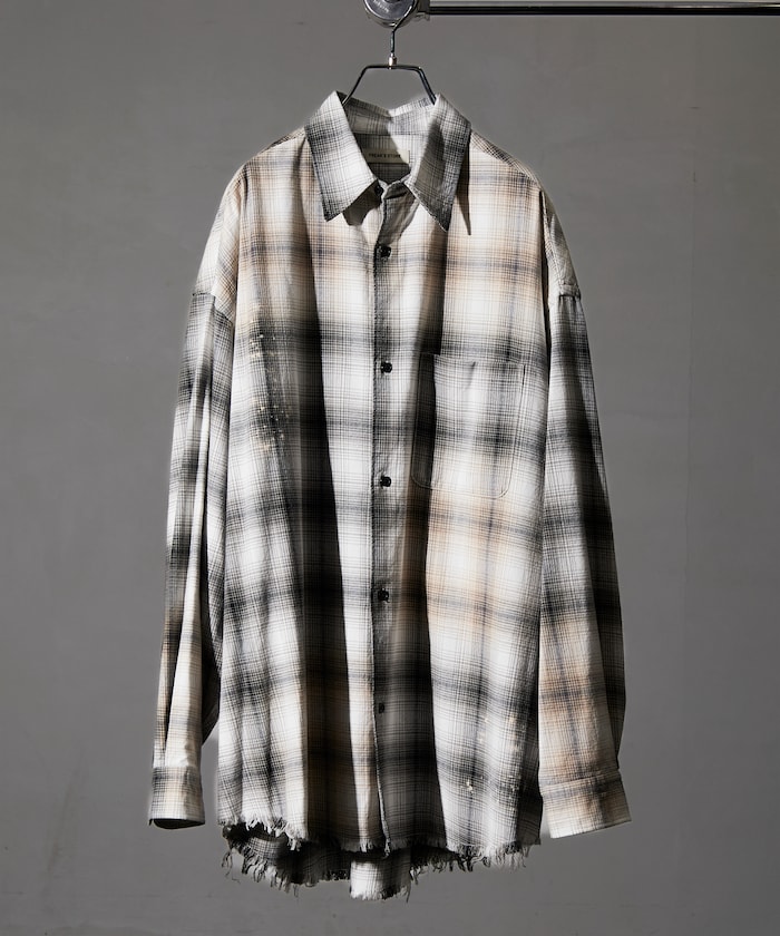 Relax Fit リラックスフィット ブリーチ加工 オンブレチェック ネルシャツ 【限定展開】