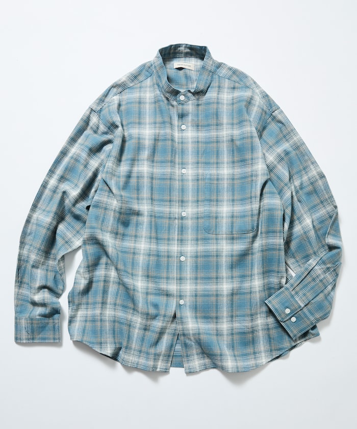 【FREAK'S STORE】 Relax Fit リラックスフィット オンブレチェック バンドカラー ネルシャツ 【限定展開】 male 【FREAK'S STORE】 Relax Fit リラックスフィット オンブレチェック バンドカラー ネルシャツ 【限定展開】 male