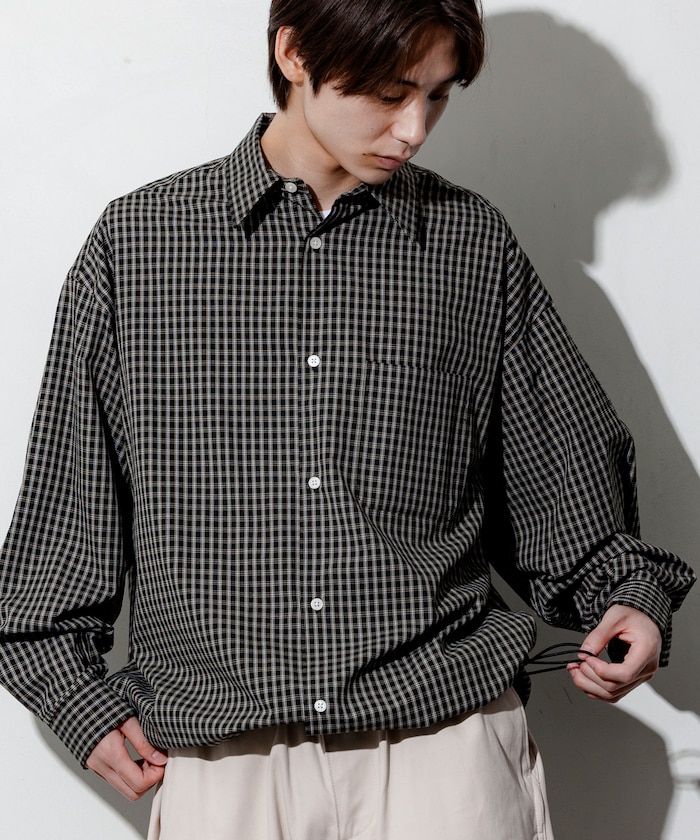 ワイドシルエット スピンドル レギュラーカラーシャツ / ヘムコード 【限定展開】