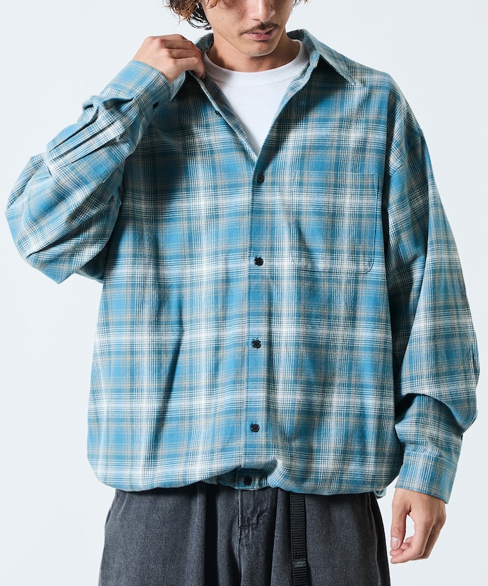 ワイドシルエット オンブレチェック スピンドル シャツ 【限定展開】