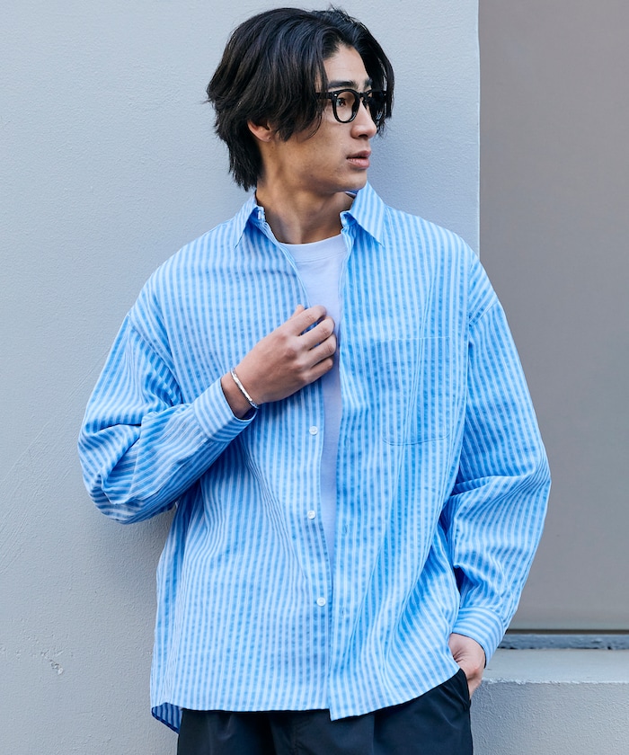 リラックスフィット レギュラーカラー シアサッカーシャツ 【限定展開】