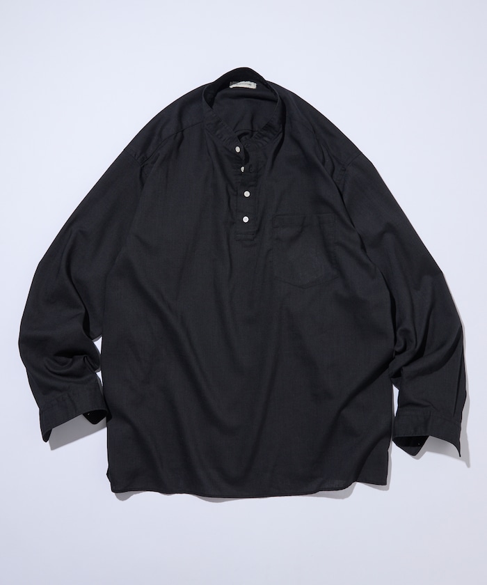 Relax Fit リラックスフィット リネンミックス バンドカラー プルオーバー シャツ 【限定展開】