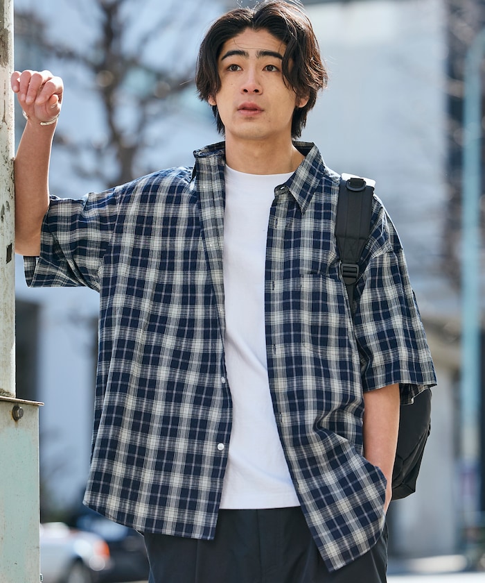 Relax Fit リラックスフィット レギュラーカラー シアサッカー ショートスリーブ シャツ 【限定展開】