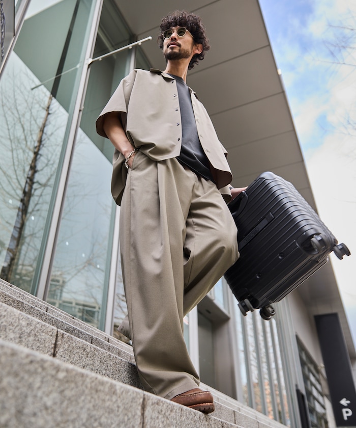 リラックスフィット リネンタッチ セットアップ/オープンカラーシャツ/ワイドスラックス 【限定展開】