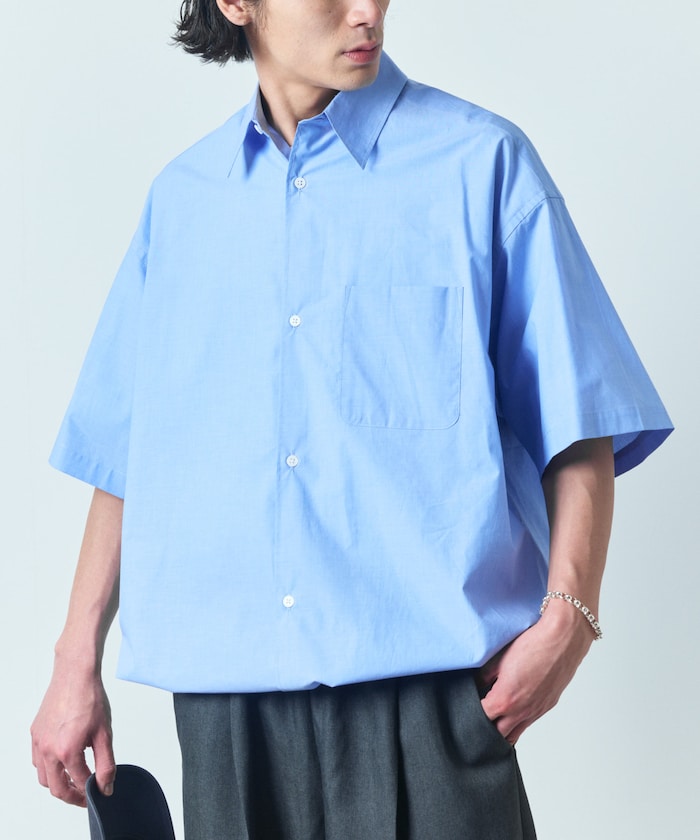 ワイドシルエット スピンドル レギュラーカラー ショートスリーブ シャツ / ヘムコード 【限定展開】