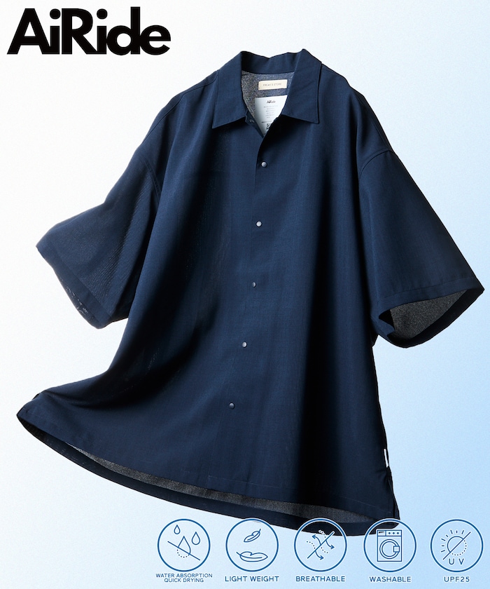 AiRide/エアライド リラックスフィット ショートスリーブ オープンカラーシャツ/吸水速乾/UVカット 【限定展開】