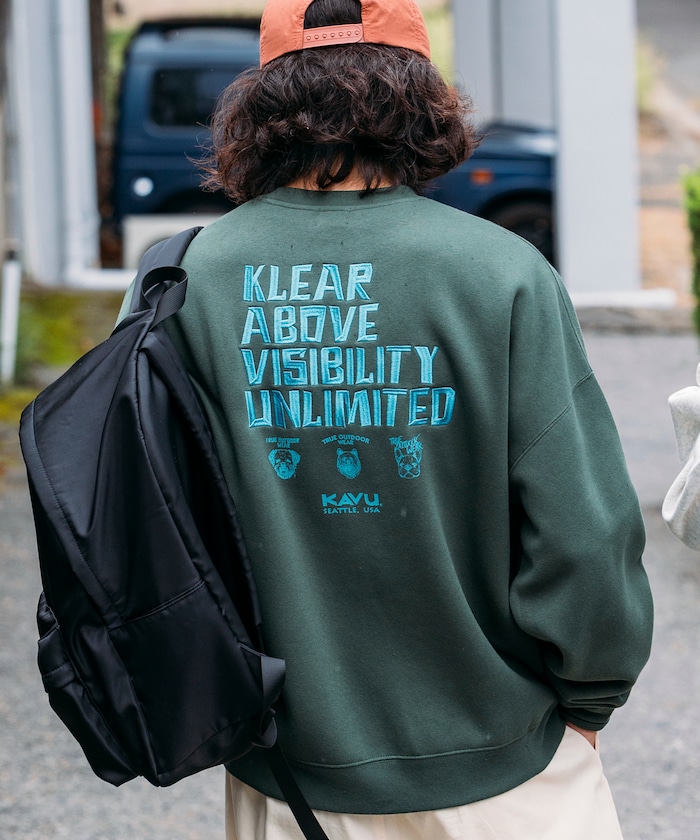 KAVU×FREAK'S STORE/カブ― 別注 バック刺繍デザイン クルーネック スウェット / Klear 【限定展開】