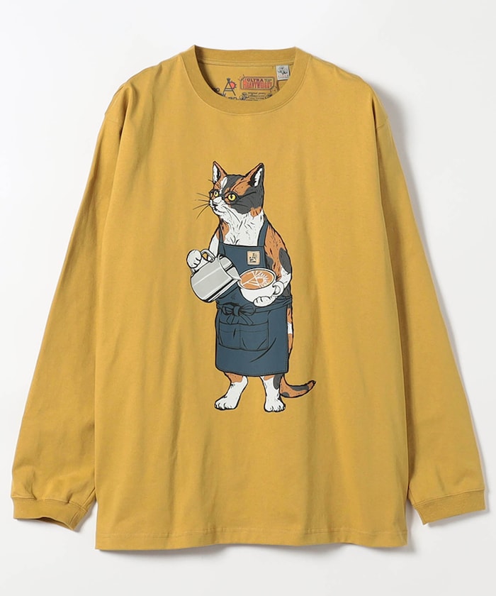 USAコットン バリスタ猫 ロングスリーブTシャツ 【限定展開】