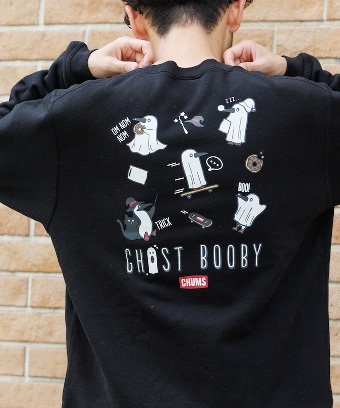 CHUMS×FREAK'S STORE/チャムス 別注 ランダムブービーバード バックプリント クルーネックスウェット/オバケモチーフ 【限定展開】