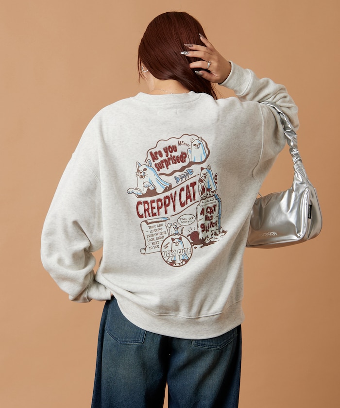 リラックスフィット バックプリント クルーネック スウェット / CATS GHOST 【限定展開】