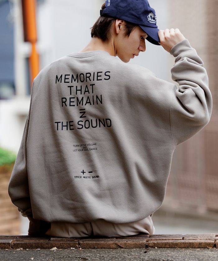 ビッグシルエット ワンポイント刺繍 バックプリント ヘムコード クルーネック スウェット 【限定展開】