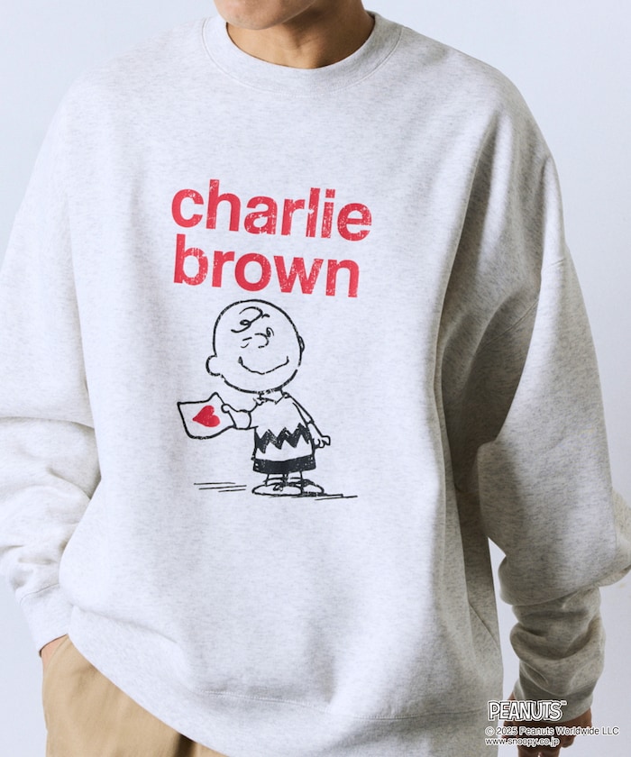 PEANUTS/ピーナッツ 別注 フロントプリント クルーネックスウェット/チャーリー・ブラウン 【限定展開】