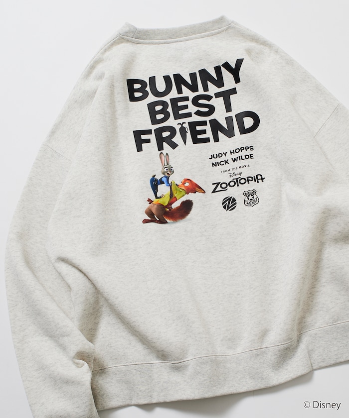 DISNEY / ディズニー 『ズートピア』 / 別注 リラックスフィット バックプリント クルーネックスウェット 【限定展開】