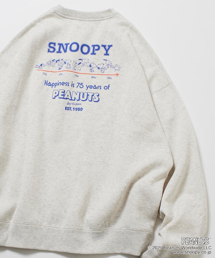PEANUTS/ピーナッツ 別注 バックプリント クルーネックスウェット/スヌーピー 【限定展開】