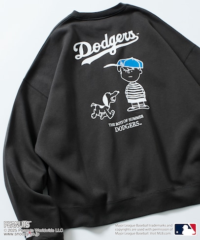 MLB×PEANUTS 別注 ビッグシルエット バックプリント クルーネックスウェット / Dodgers 【限定展開】