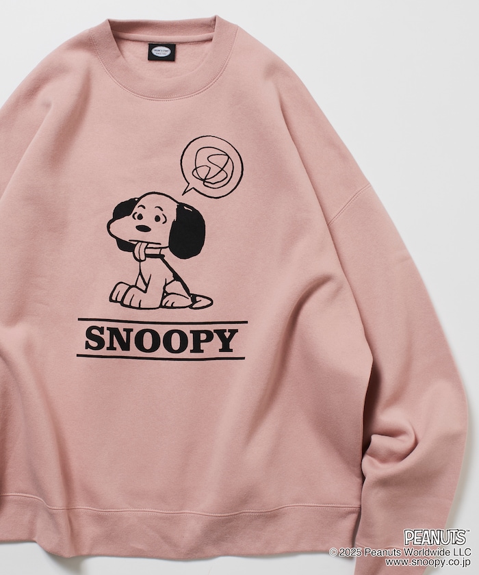 PEANUTS/ピーナッツ 別注 フロントプリント クルーネックスウェット/スヌーピー 【限定展開】