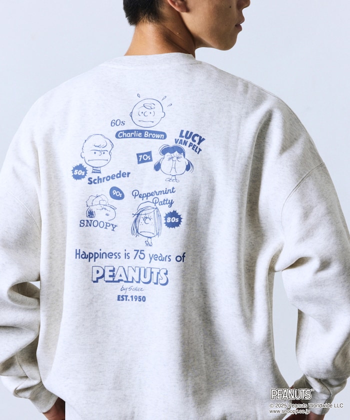 PEANUTS/ピーナッツ 別注 バックプリント クルーネックスウェット/FACE 【限定展開】