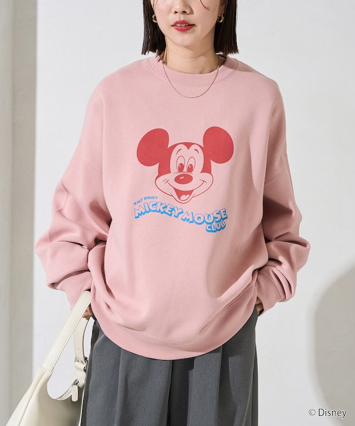 DISNEY/ディズニー ミッキーマウス/別注 クルーネック プリントスウェット/MICKEY MOUSE CLUB 【限定展開】