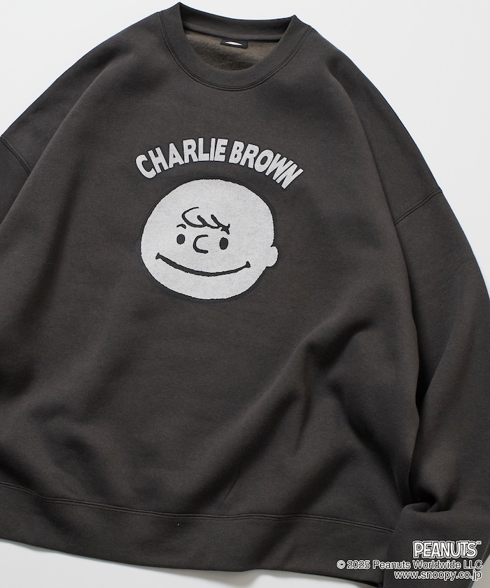 PEANUTS/ピーナッツ 別注 バックプリント クルーネックスウェット / Charlie Face 【限定展開】
