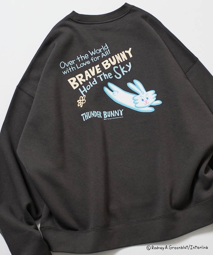 Thunder Bunny / サンダーバニー / 別注 ビッグシルエット バックプリント クルーネックスウェット / SKY 【限定展開】