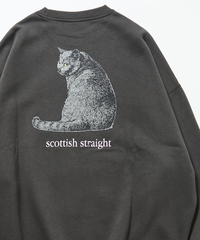 ビッグシルエット バックプリント クルーネック スウェット / Look Back CAT 【限定展開】