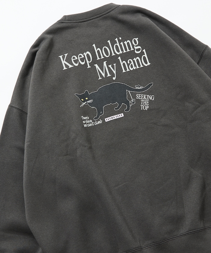 ビッグシルエット バックプリント クルーネック スウェット / CLIMB CLUB Cat 【限定展開】