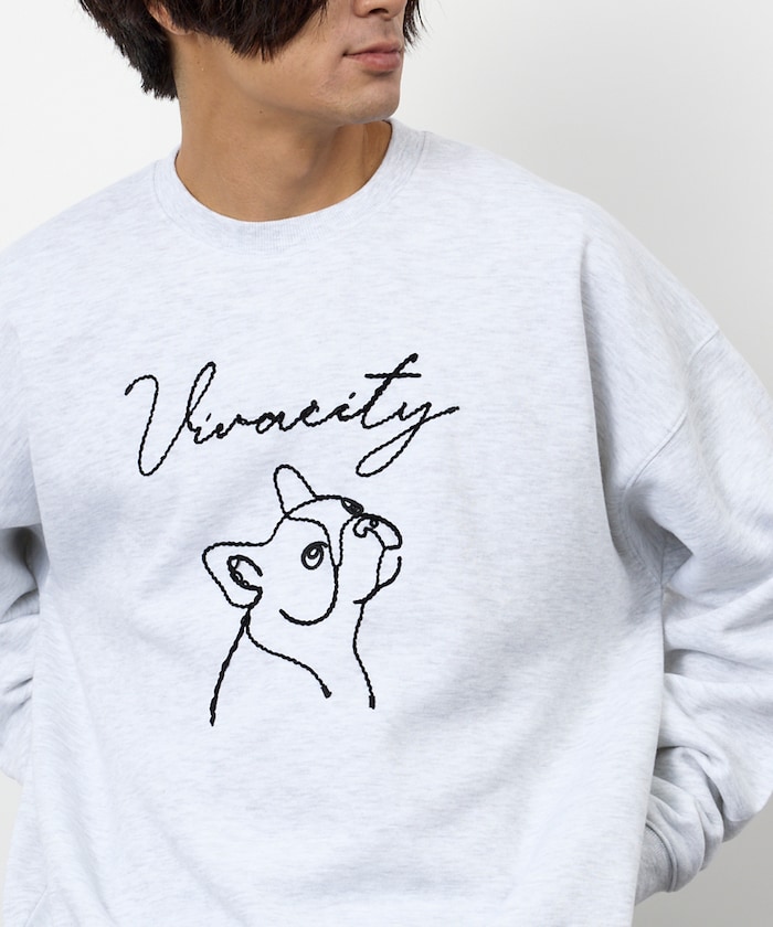 モール糸 刺繍 DOG プルオーバー スウェット【限定展開】