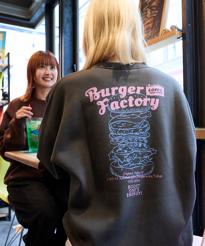 Burger Factory×FREAK'S STORE 別注 リラックスフィット バックプリント クルーネックスウェット/ バーガーファクトリー 【限定展開】