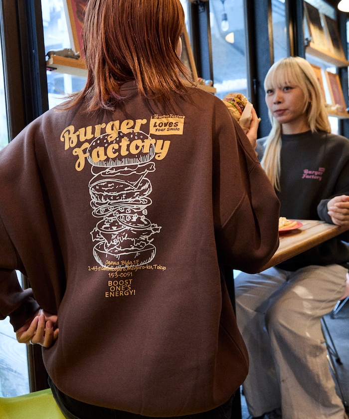 Burger Factory×FREAK'S STORE 別注 リラックスフィット バックプリント クルーネックスウェット/ バーガーファクトリー 【限定展開】
