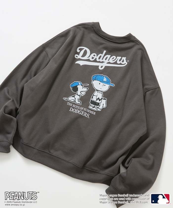 PEANUTS×MLB 別注 寬版後印花大學T / 道奇隊