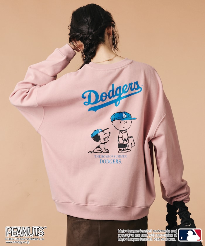 PEANUTS×MLB 別注 寬版後印花大學T / 道奇隊