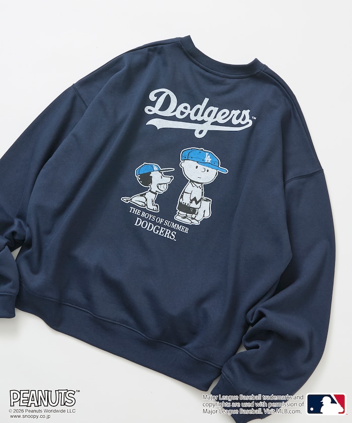 PEANUTS×MLB 別注 寬版後印花大學T / 道奇隊