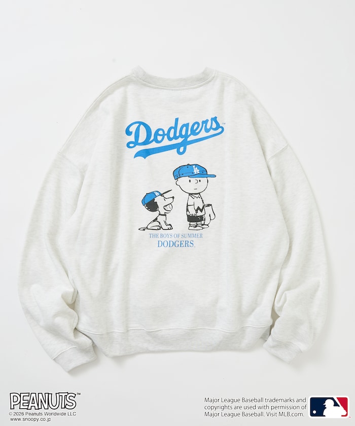 PEANUTS×MLB 別注 寬版後印花大學T / 道奇隊