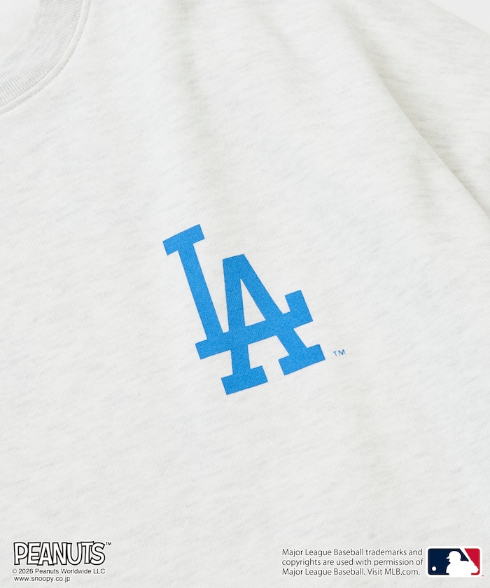 PEANUTS×MLB 別注 寬版後印花大學T / 道奇隊