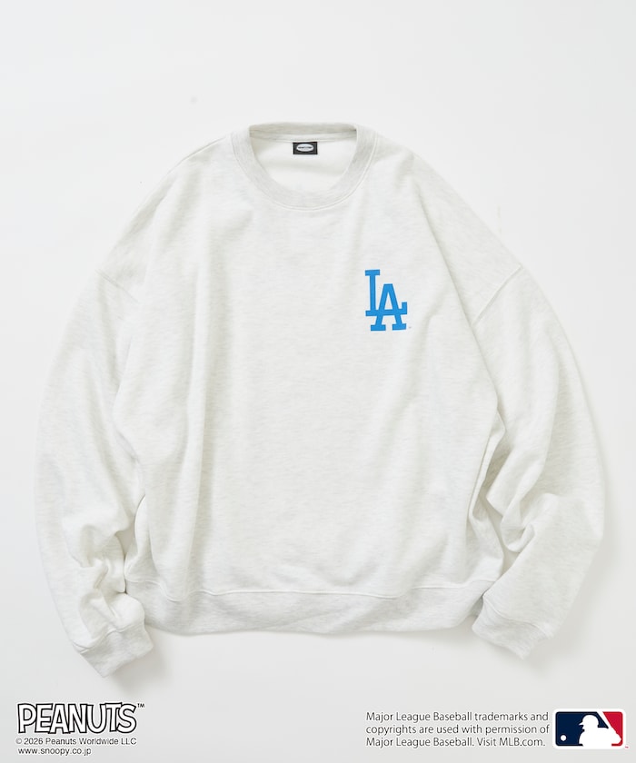 PEANUTS×MLB 別注 寬版後印花大學T / 道奇隊