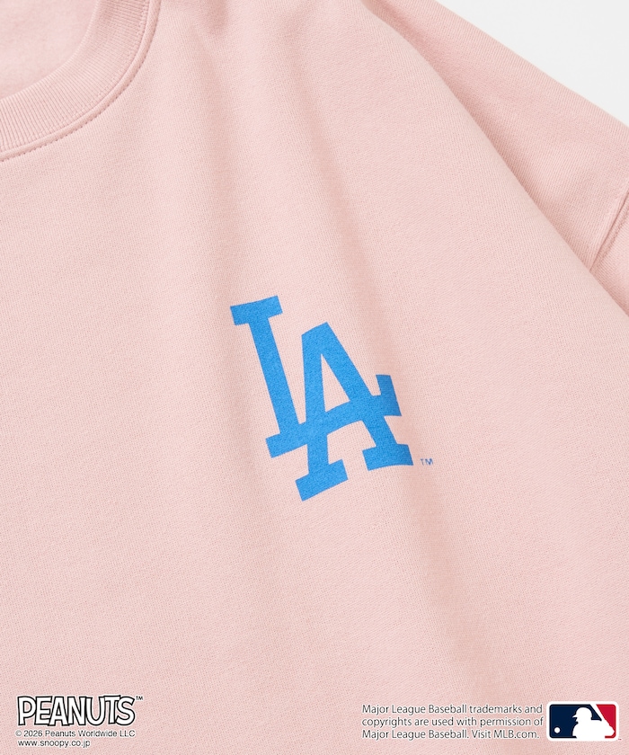 PEANUTS×MLB 別注 寬版後印花大學T / 道奇隊