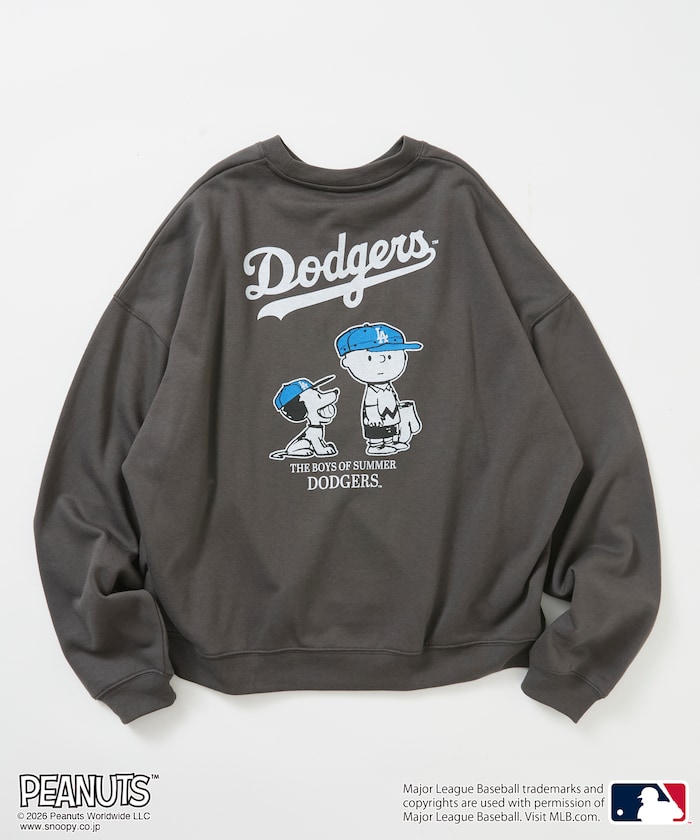 PEANUTS×MLB 別注 寬版後印花大學T / 道奇隊