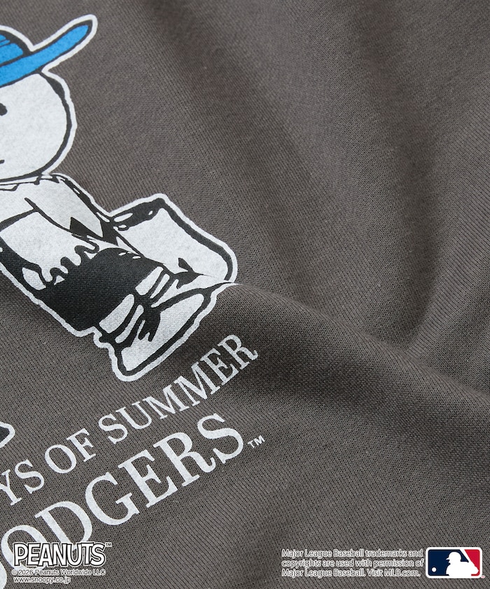 PEANUTS×MLB 別注 寬版後印花大學T / 道奇隊