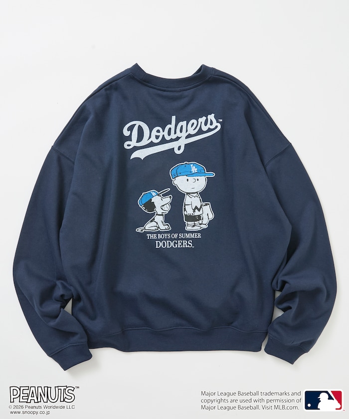 PEANUTS×MLB 別注 寬版後印花大學T / 道奇隊