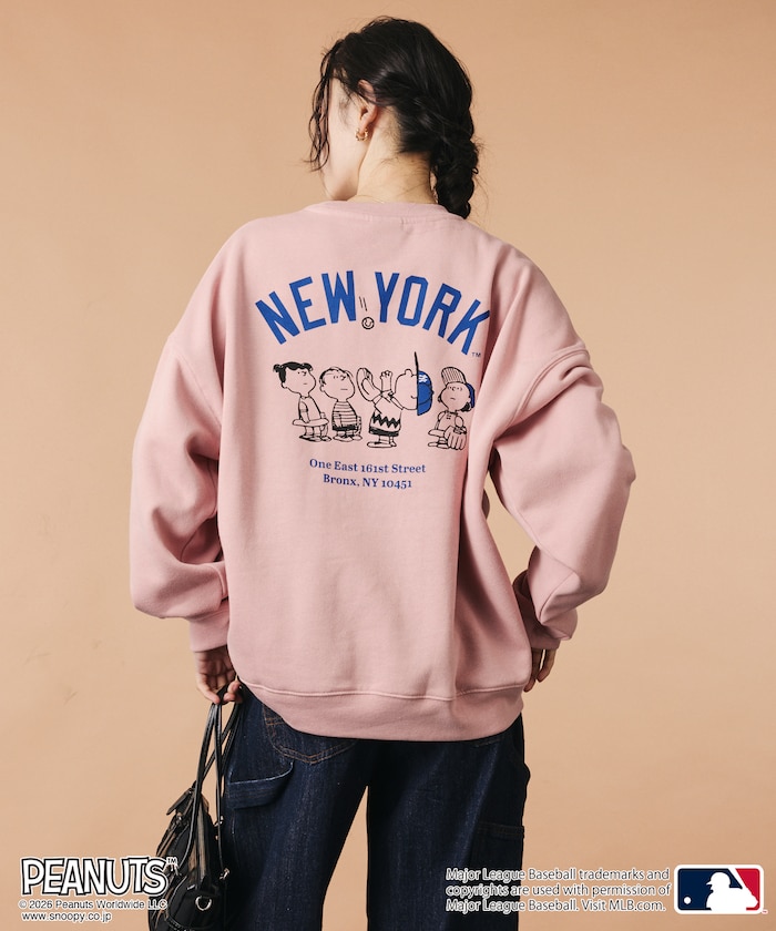 PEANUTS×MLB 別注 寬版後印花大學T / 洋基隊