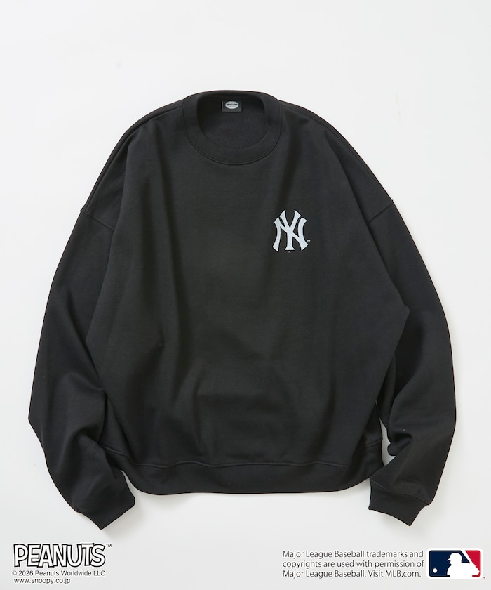 PEANUTS×MLB 別注 寬版後印花大學T / 洋基隊