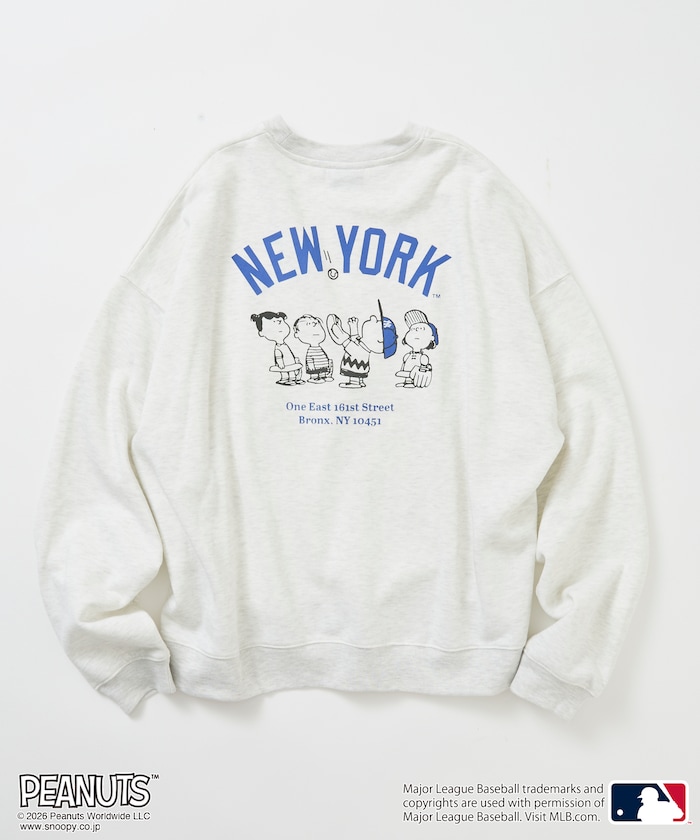 PEANUTS×MLB 別注 寬版後印花大學T / 洋基隊