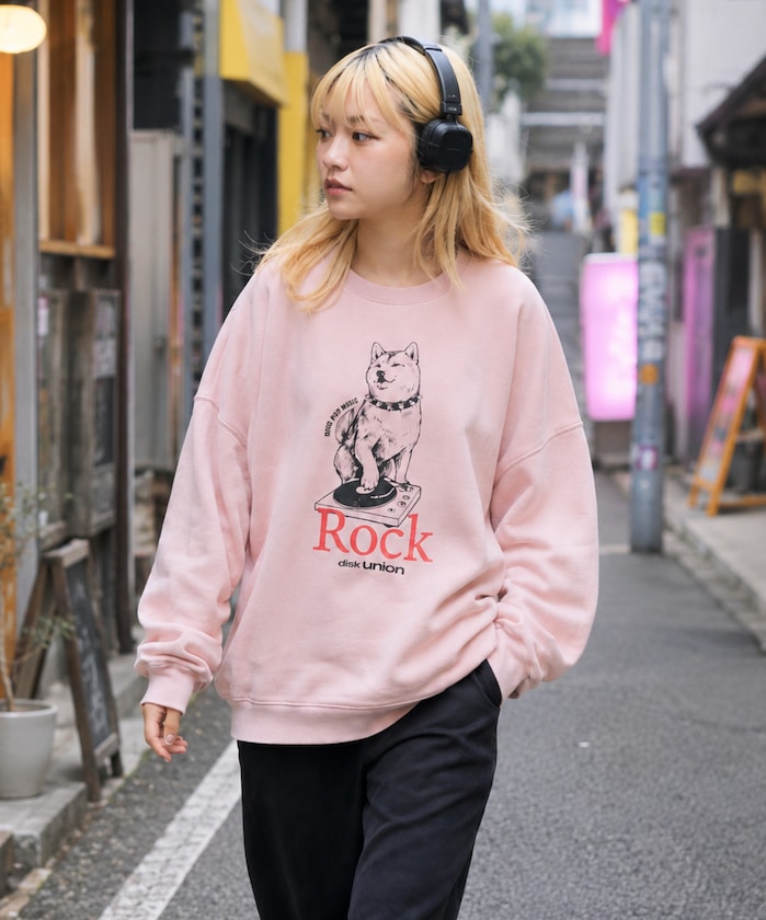diskunion×FREAK'S STORE 別注 柴犬 [Rock] リラックスフィットシルエット プリント クルーネック スウェト 【限定展開】